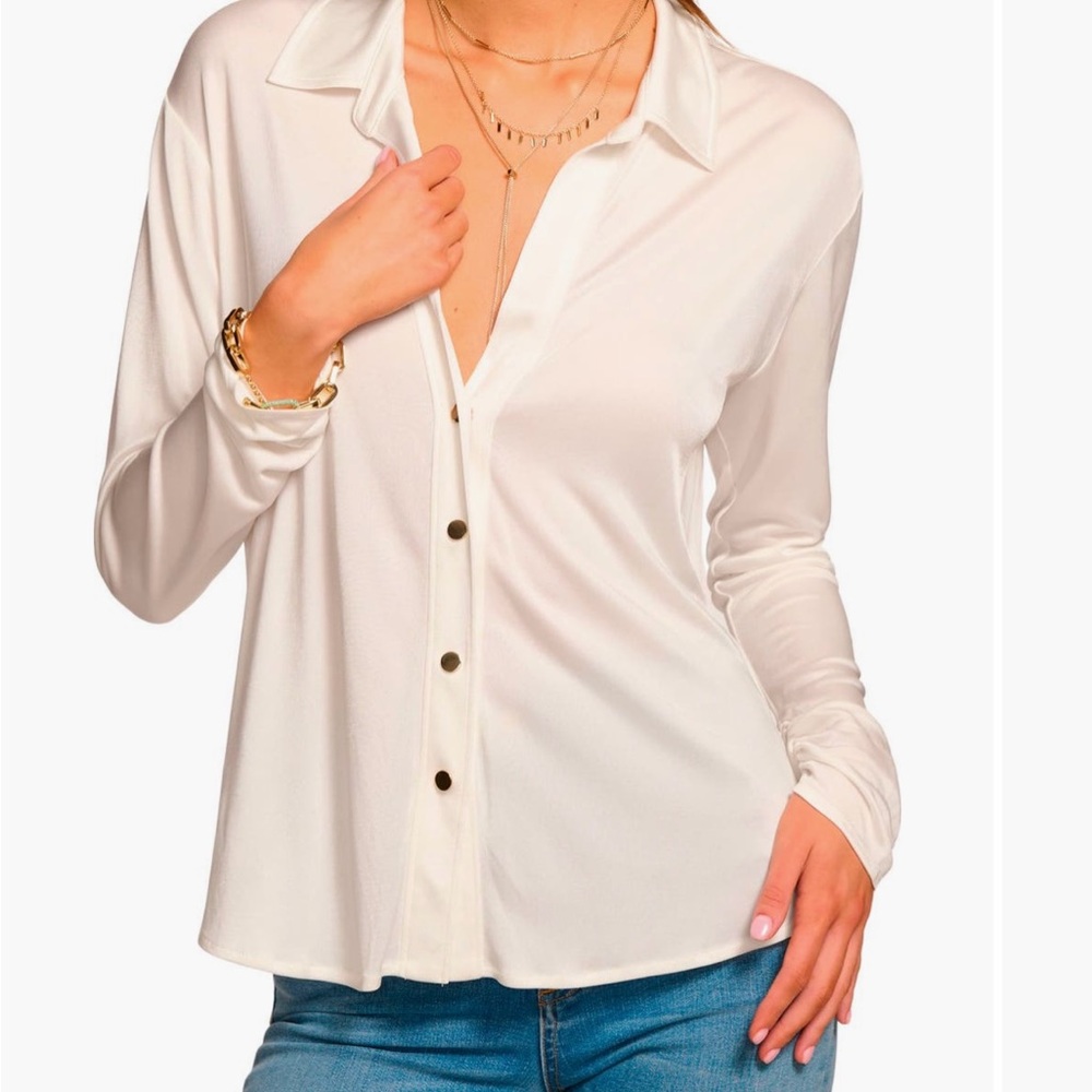 Ramy Brook Belinda Cream Button-Down Shirt